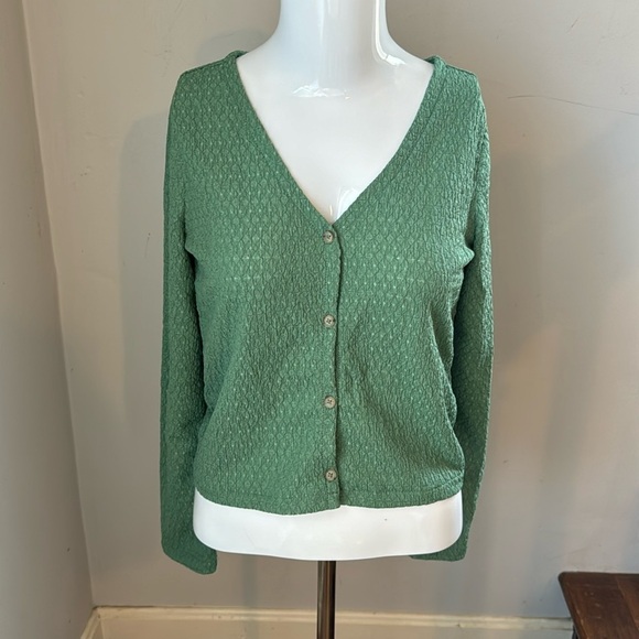 Madewell Crinkled Cardigan in Trellis Green Size XXS NEW - Picture 4 of 8